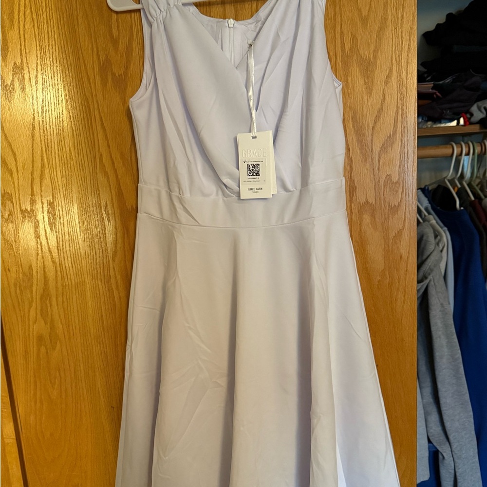 Grace Karin White Sleeveless Dress